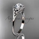 14kt white gold celtic trinity knot wedding ring, engagement ring CT7375