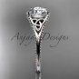 14kt white gold celtic trinity knot engagement ring with a Moissanite center stone CT7375
