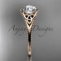 14kt rose gold celtic trinity knot engagement ring with a Moissanite center stone CT7375