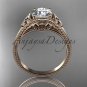 14kt rose gold celtic trinity knot engagement ring with a Moissanite center stone CT7375