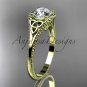 14kt yellow gold celtic trinity knot engagement ring with a Moissanite center stone CT7375