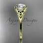 14kt yellow gold celtic trinity knot engagement ring with a Moissanite center stone CT7375