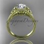 14kt yellow gold celtic trinity knot engagement ring with a Moissanite center stone CT7375