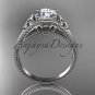platinum celtic trinity knot engagement ring with a Moissanite center stone CT7375