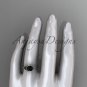 14kt white gold celtic trinity knot engagement ring with a Black Diamond center stone CT7375