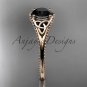 14kt rose gold celtic trinity knot engagement ring with a Black Diamond center stone CT7375