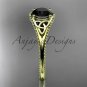 14kt yellow gold celtic trinity knot engagement ring with a Black Diamond center stone CT7375