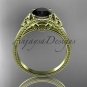 14kt yellow gold celtic trinity knot engagement ring with a Black Diamond center stone CT7375