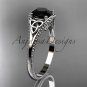 platinum celtic trinity knot engagement ring with a Black Diamond center stone CT7375