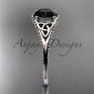 platinum celtic trinity knot engagement ring with a Black Diamond center stone CT7375