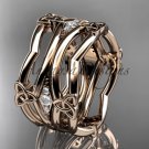 14kt rose gold diamond celtic trinity knot wedding band, triquetra ring, engagement ring CT7351B