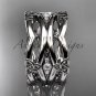 Platinum diamond celtic trinity knot wedding band, triquetra ring, engagement ring CT7351B