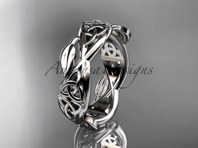 14kt white gold celtic trinity knot wedding band, triquetra ring, engagement ring CT7520G