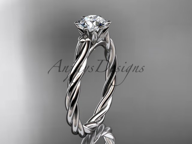 Platinum rope engagement ring with a "Forever One" Moissanite center stone RP835