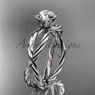 Platinum  rope engagement ring with a "Forever One" Moissanite center stone RP870