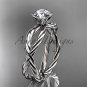 Platinum rope engagement ring with a "Forever One" Moissanite center stone RP870