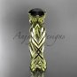 14k yellow gold rope engagement ring with a Black Diamond center stone RP870