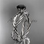 Platinum rope engagement ring with a Black Diamond center stone RP870