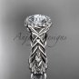 14kt white gold diamond rope engagement ring with a Moissanite center stone RP889