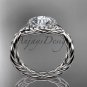 14kt white gold diamond rope engagement ring with a Moissanite center stone RP889