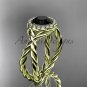 14kt yellow gold diamond rope engagement ring with a Black Diamond center stone RP889