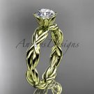 14kt yellow gold rope engagement ring with a "Forever One" Moissanite center stone RP8101