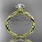 14kt yellow gold rope engagement ring with a "Forever One" Moissanite center stone RP8101