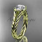 14kt yellow gold twisted rope engagement ring with a "Forever One" Moissanite center stone RP8108