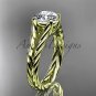 14kt yellow gold twisted rope engagement ring with a "Forever One" Moissanite center stone RP8108