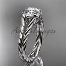 Platinum  twisted rope engagement ring with a "Forever One" Moissanite center stone RP8108