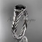 14kt white gold twisted rope engagement ring with a Black Diamond center stone RP8108