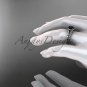 14kt white gold twisted rope engagement ring with a Black Diamond center stone RP8108