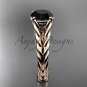 14kt rose gold twisted rope engagement ring with a Black Diamond center stone RP8108