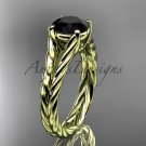 14kt yellow gold twisted rope engagement ring with a Black Diamond center stone RP8108