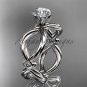14kt white gold twisted rope engagement ring with a "Forever One" Moissanite center stone RP8192
