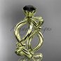 14kt yellow gold twisted rope engagement ring with a Black Diamond center stone RP8192