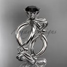 Platinum  twisted rope engagement ring with a Black Diamond center stone RP8192