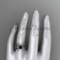 14kt white gold twisted rope engagement ring with a Black Diamond center stone RP8192