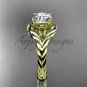 14k yellow gold "Forever One" Moissanite twisted rope engagement ring RP8125