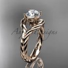 14k rose gold "Forever One" Moissanite twisted rope engagement ring RP8125
