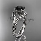 Platinum  Black Diamond twisted rope engagement ring RP8125