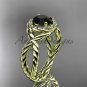 14kt yellow gold rope halo diamond engagement ring with a Black Diamond center stone RP8127