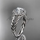 14kt white gold halo rope diamond engagement ring RP8131