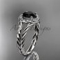 Platinum rope halo diamond engagement ring with a Black Diamond center stone RP8131