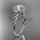 14kt white gold "Forever One" Moissanite rope engagement ring RP8197