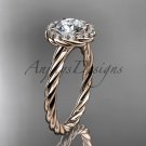 14kt rose gold "Forever One" Moissanite rope engagement ring RP8197