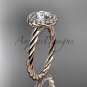 14kt rose gold "Forever One" Moissanite rope engagement ring RP8197