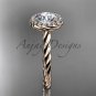 14kt rose gold "Forever One" Moissanite rope engagement ring RP8197