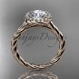 14kt rose gold "Forever One" Moissanite rope engagement ring RP8197