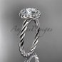 platinum "Forever One" Moissanite rope engagement ring RP8197